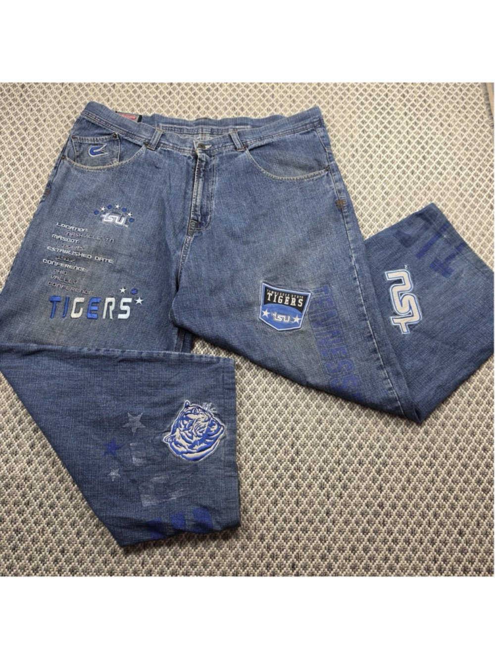 Vintage Colosseum Tennessee State Tigers TSU Embroidered Denim Jeans 42x32 Y2K